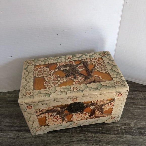 Hand Carved Wooden Treasure Box - Picture 3 of 17